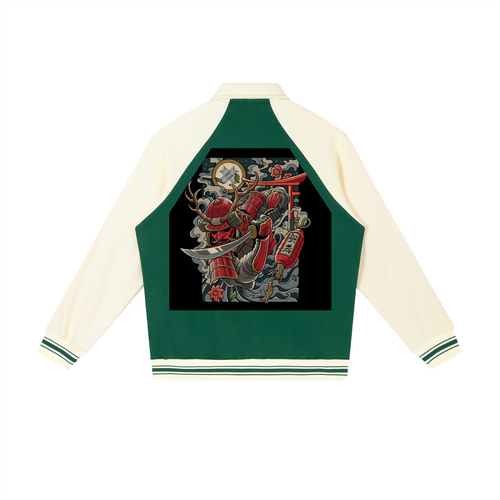 Contrast Raglan Sleeve Baseball Jacket