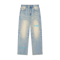 Sun Fade Raw Hem Denim Jeans