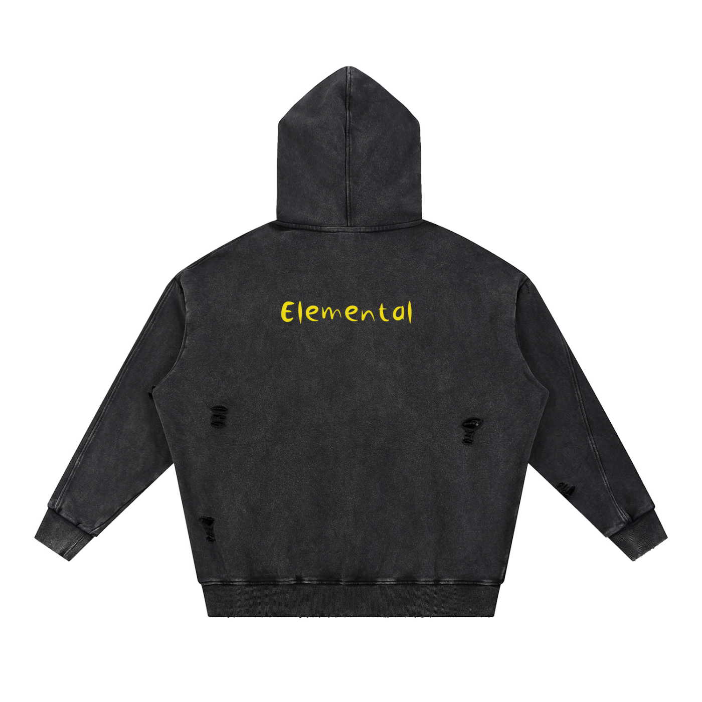 Snow Washed Distressed Panel Pocket Hoodie