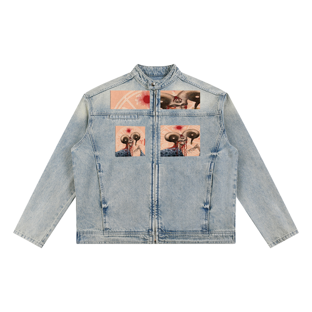 Vintage Wash Zip Denim Jacket